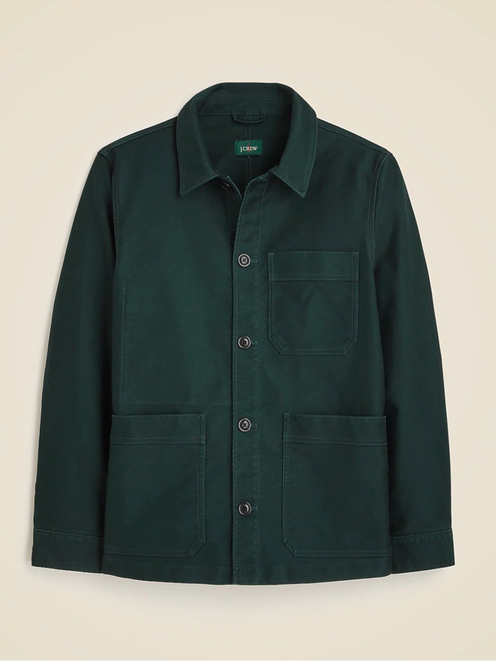 J. Crew Dark Forest Green Cotton Moleskin Chore Jacket